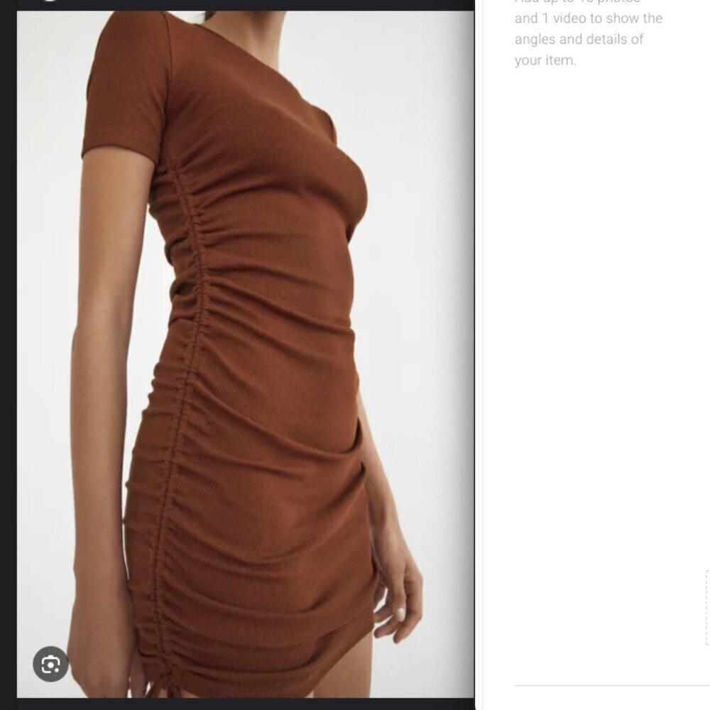 ZARA mini brown rushed Dress